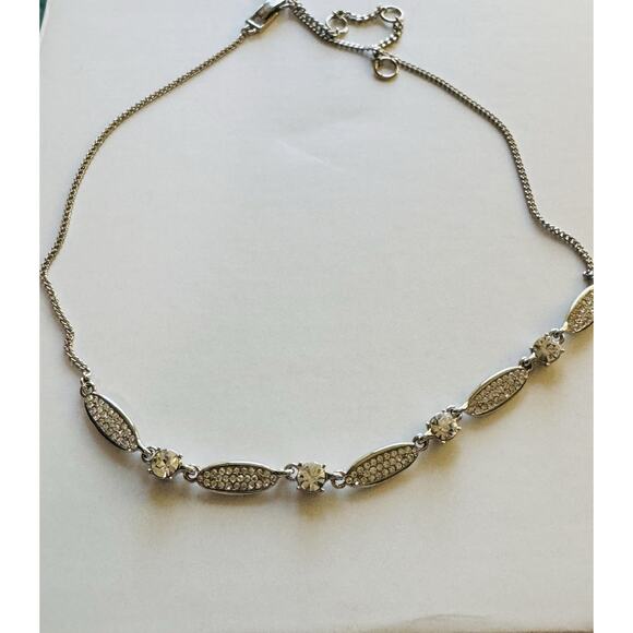 Signed Givenchy Silver-Tone Crystal Station Necklace with Pavé Accents - Picture 1 of 5